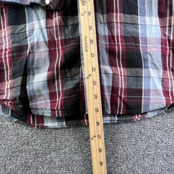 Levi’s Pearl Snap Shirt Lightweight Flannel Plaid Red Blue Small Modern Fit - Picture 3 of 11